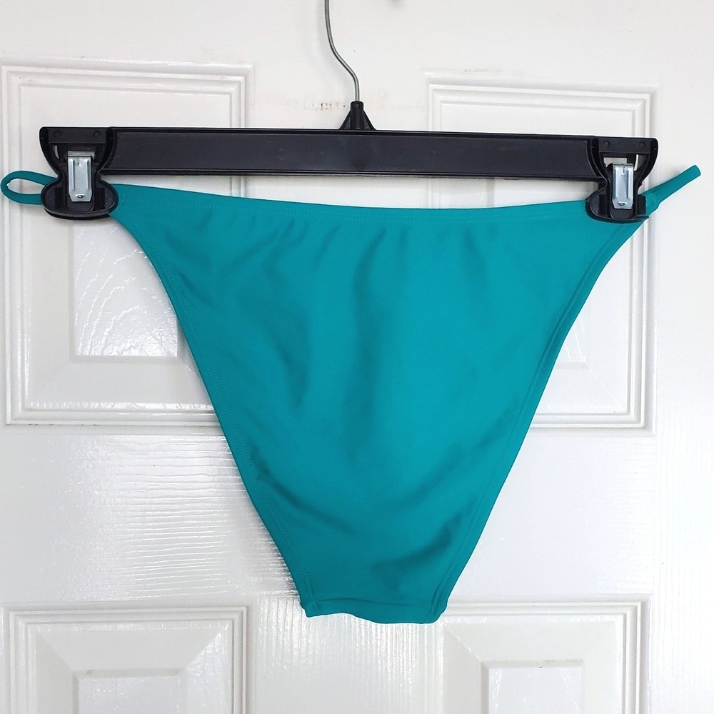 Cabana del Sol Bikini Bottoms Teal Solid High Cut Swim Beach Pool Large - Picture 3 of 5